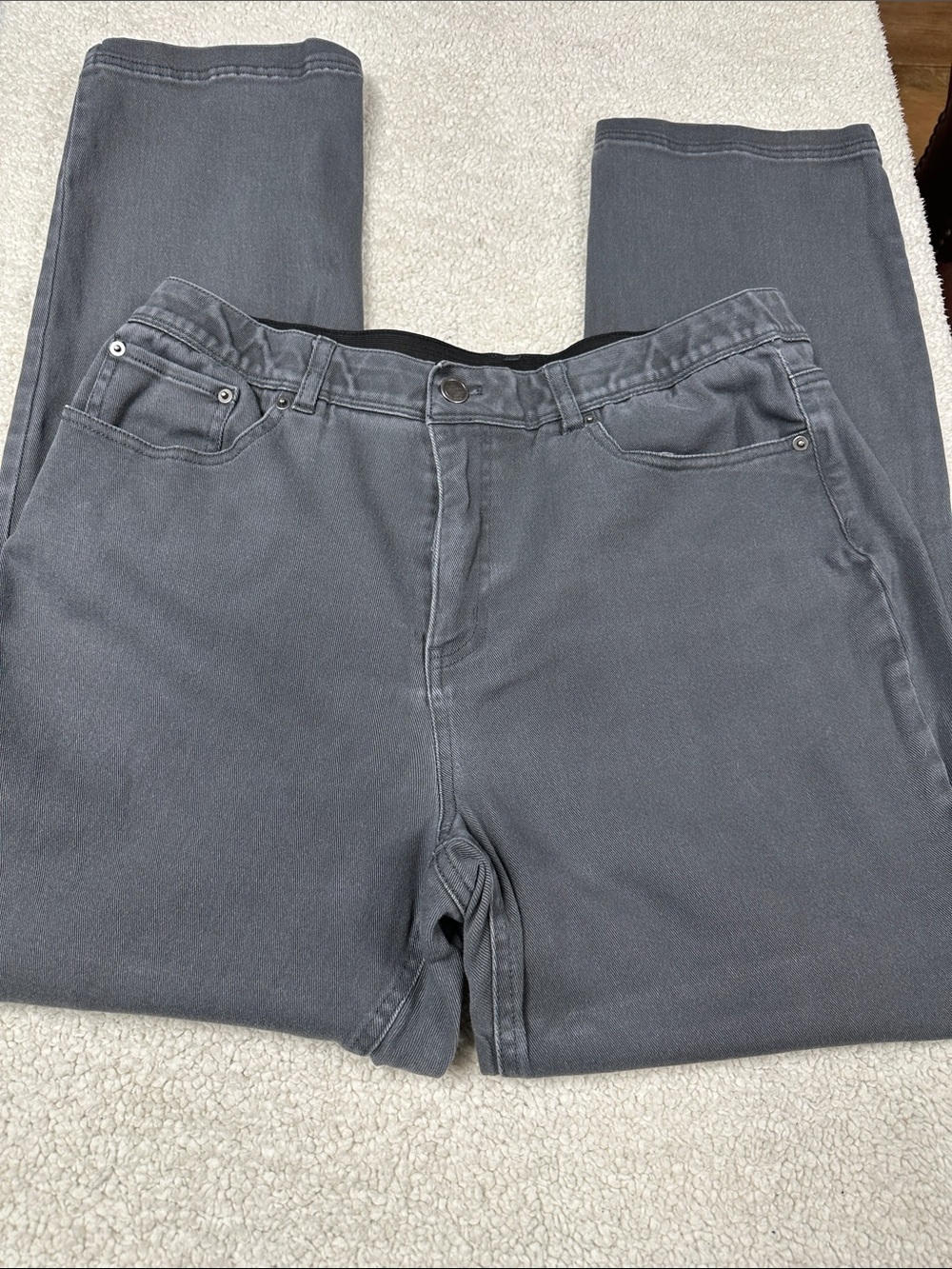 Christopher & Banks Gray Stretch Straight Leg Denim Jeans 14 EUC